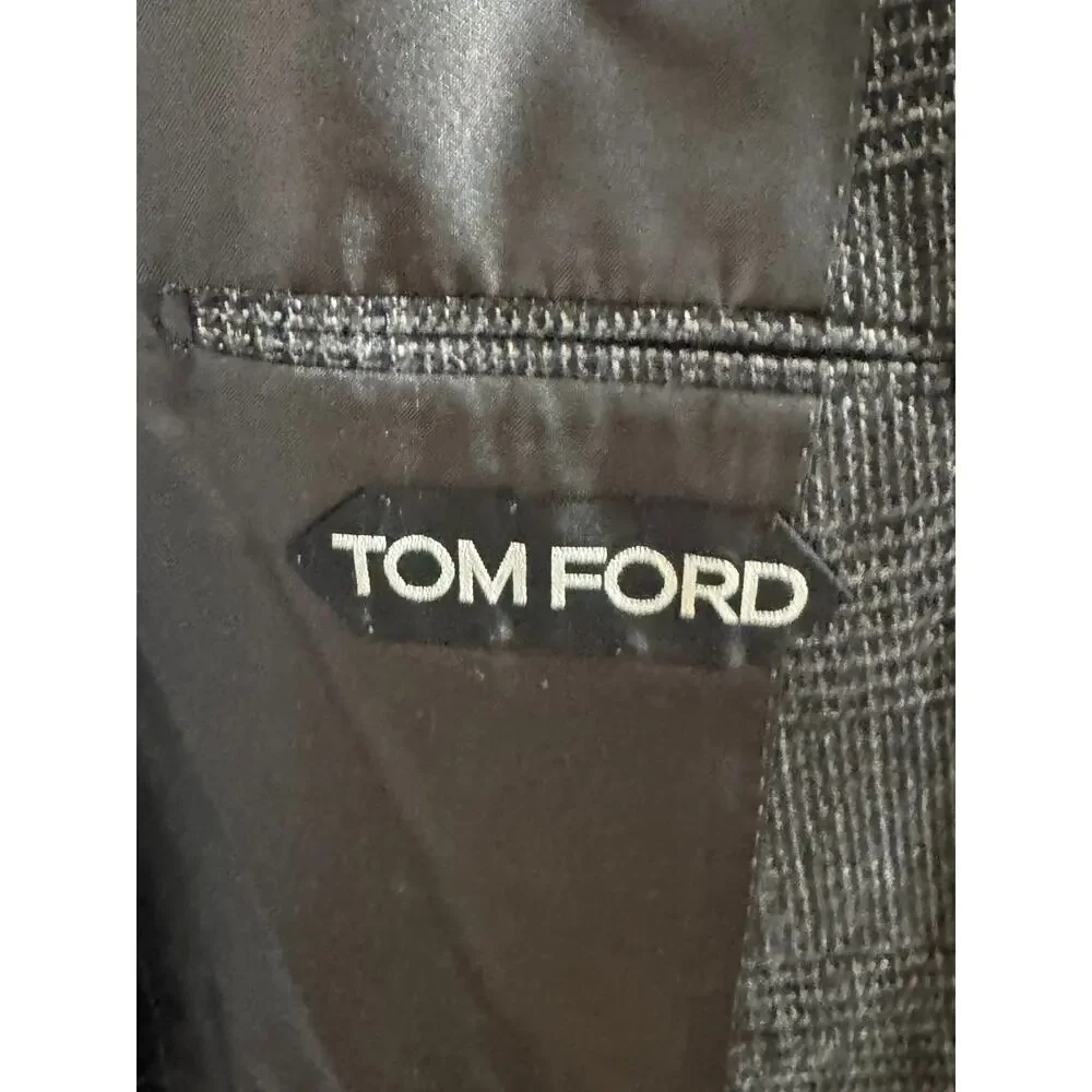 Tom Ford Shelton Peak Lapel Cashmere Prince ofWales Houndstooth Blazer 56 46R US